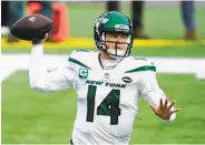  ?? CHARLES KRUPA AP ?? Quarterbac­k Sam Darnold was traded on Monday from the Jets to the Carolina Panthers for three draft picks.