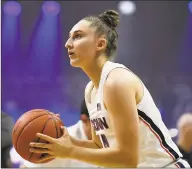  ?? Jessica Hill / Associated Press ?? UConn’s Anna Makurat during UConn’s First Night celebratio­n in Storrs.