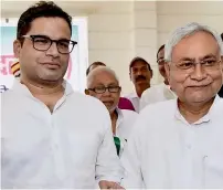  ??  ?? Chief Minister Nitish Kumar (right), who is also the JD-U president, was expected to send Kishor to the rajya sabha.