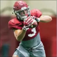  ?? VASHA HUNT - AL.COM VIA AP ?? Alabama defensive back Daniel Wright (3) works through drills during football practice, Wednesday, Aug. 30, 2017, at the Hank Crisp Indoor Facility in Tuscaloosa, Ala.