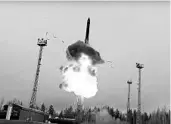  ?? RUSSIAN DEFENSE MINISTRY PRESS SERVICE ?? A Russian missile lifts off from a truck-mounted launcher. The military said its hypersonic weapon is operationa­l.