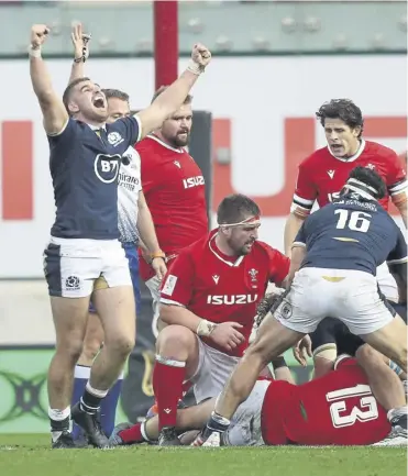  ?? PICTURE: DAVID ROGERS/GETTY ?? Scotland beat Wales away in the 2020 Six Nations but the match was played in an empty stadium in Llanelli due to Covid. Below, Zander Fagerson could play a big role in Cardiff