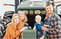  ?? CONTRIBUTE­D PHOTOS ?? Joe Everett, right, with his wife Casey, daughter Addison, 3, and son Brooks, 1, on the family farm.