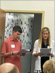  ?? GINGER RAE DUNBAR – DIGITAL FIRST MEDIA ?? Aiden and Krista Kapczynski speak at a mental health awareness event on Wednesday prior to the screening of “Resilience: The Biology of Stress and the Science of Hope.”