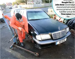  ??  ?? BELOWWHAT use is a car you don’t need to drive? Rust and brake work will help keep Theo happy for many hours.