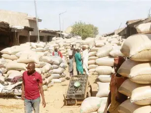  ?? ?? Bags of soyabeans alraedy bought off in Kano