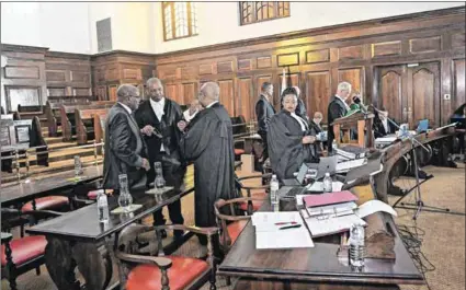  ?? Photo: Mlungisi Louw/ Getty Images ?? On and on and on: Advocate Dali Mpofu (centre) again argued that state prosecutor Billy Downer should be removed from former president Jacob Zuma’s (left) arms deal trial.