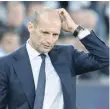  ?? — AFP ?? Juventus’ Italian coach Massimilia­no Allegri reacts during the Champions League Group H match against Malmo FF in Malmo, Sweden.