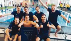  ?? Foto: flok ?? Die Mindelheim­er Schwimmer um (hinten von links) Alexander Huber, Robert Bretschnei­der, Robin Bähr, Benjamin Bähr, (vorne von links) Christoph Pfleger, Florian König und Sasha Bähr starten weiter in der Landesliga.