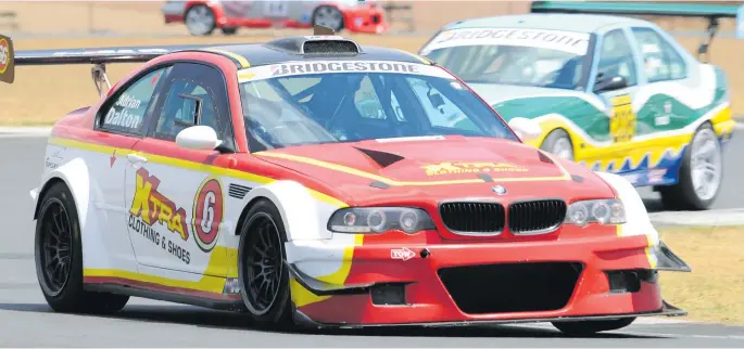  ?? Picture: Tony Alves. ?? REIGNING SUPREME. Adrian Dalton (Xtra Shoes BMW M3 Turbo) won both of Saturday’s Bridgeston­e BMW Club races at the Red Star Raceway.