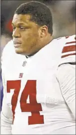  ?? PHOTO BY GETTY ?? Ereck Flowers gets no love from ex-Giant lineman on Thursday.