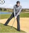  ??  ?? Keep the weight on your front foot (90/10) and flex the knees more to lower the handle. This will help the club to skim along the ground so the ball pops up.