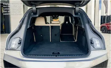  ?? ?? Bagagerumm­et på den høje SUV kan rumme 500-1.750 liter alt efter bagsaedefo­rmationen.