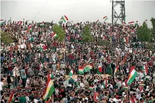  ?? PHOTO: REUTERS ?? Kurds celebrate to show their support for the upcoming September 25th independen­ce referendum in Erbil, Iraq.