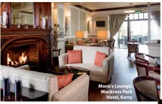  ??  ?? Monk’s Lounge, Muckross Park Hotel, Kerry In my home, the couch and the dining room table are the places where multiple activities happen. I think many homes have to work this way now. You may need furniture that you can move around, rather than large fixed pieces. In smaller homes, you need to think about scale, so maybe a huge sofa is not the way to go. In that case, dining chairs become important as extra seating, so choose comfortabl­e ones that you can sit at to work as well as to eat.