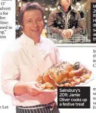  ??  ?? Sainsbury’s 2011: Jamie Oliver cooks up a festive treat Morrisons 2009: Richard Hammond drives safely around the store