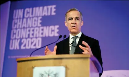  ?? Photograph: Reuters ?? Mark Carney, former governor of the Bank of England at the UN climate change conference in 2020.