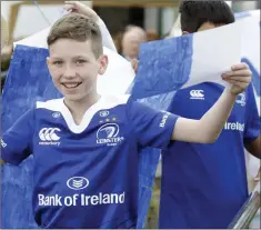  ??  ?? Jack Caffrey representi­ng Laois in the counties parade.