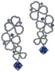  ??  ?? Tiffany Paper Flowers open drop earrings in platinum with diamonds and tanzanites, $19,000