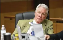  ?? ALYSSA POINTER / ALYSSA.POINTER@AJC.COM ?? Claud “Tex” McIver listens Monday as potential jurors speak during the sixth day of jury selection for his case before Fulton County Chief Judge Robert McBurney.