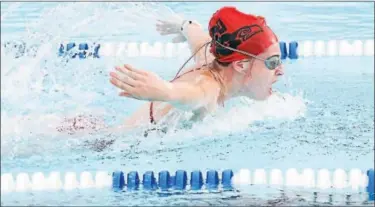  ?? RACHEL WISNIEWSKI — FOR DIGITAL FIRST MEDIA ?? Rachel Kehrle swims the 50m butterfly race for Souderton at the Bux-Mont Swim League B Championsh­ips Wednesday.