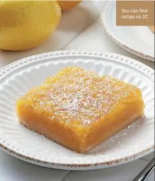  ??  ?? These Lemon Butter Bars, from a recipe by the Made in Oklahoma Coalition, are ideal for holidays and get-togethers.