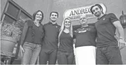  ?? TOM TINGLE/THE REPUBLIC ?? Giovanni Scorzo, owner of Andreoli Italian Grocer in Scottsdale, poses outside the restaurant with his family on Oct. 16. From left to right: wife Linda, son Gian Paul, daughter Francesca, Giovanni and son Angelino.