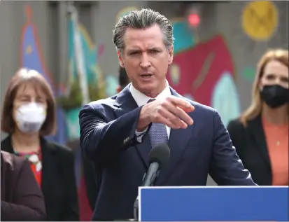  ?? JUSTIN SULLIVAN — GETTY IMAGES/TNS ?? Gov. Gavin Newsom, shown on Feb. 9in San Francisco, recently touted the state in an Independen­ce Day ad that ran in Florida saying “join us in California where we still believe in freedom.” He said the message was motivated by Florida’s treatment toward the Special Olympics.