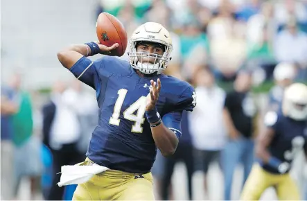  ?? JOE ROBBINS/ GETTY IMAGES ?? The Cleveland Browns used a second-round pick in the NFL draft to select Notre Dame’s DeShone Kizer, who they hope will eventually solve their longtime search for a dependable starting quarterbac­k.