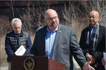  ?? JOHN BERRY — TRENTONIAN FILE PHOTO ?? East Ward Councilman Joe Harrison speaks at a press conference hosted by Trenton Mayor Reed Gusciora Monday.