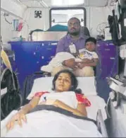  ??  ?? Three-year-old Advait Navle and his mother Sonali Navle, 32, were shifted from GT Hospital to Jaslok Hospital on Friday.