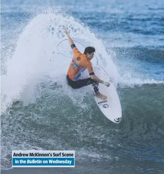  ?? Picture: WSL/LIAM ROBERTSON ?? Gold Coaster Dextar Muskens shows his winning form in the Australian Pro Junior final held at Bells Beach in Victoria yesterday.