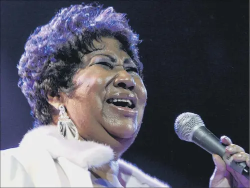  ??  ?? QUEEN OF SOUL: Aretha Franklin, who has died aged 76, sold more than 75 million records worldwide and was the first woman to be inducted into the Rock and Roll Hall of Fame.