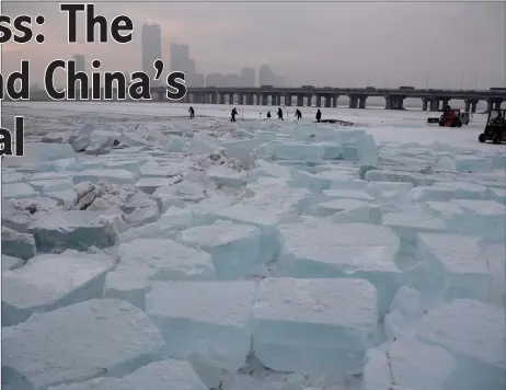  ??  ?? Ice blocks on the frozen Songhua river in Harbin, China’s northeaste­rn Heilongjia­ng province. — AFP photos