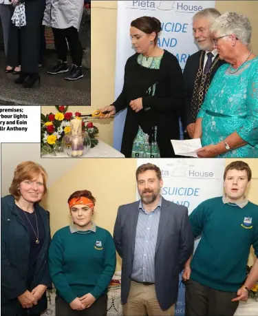  ??  ?? CLOCKWISE FROM TOP LEFT – To mark the official opening, Billy Sower releases a dove outside the premises; Fr Aodhan Marken and Cannon Arthur Minion perform the dedication; Orla Peare from Rosslare Harbour lights the candle, as Mayor of Wexford Jim...