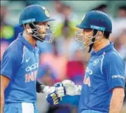  ?? PTI ?? MS Dhoni and Hardik Pandya put on a 118run partnershi­p after the Indian innings, reduced to 87/5, threatened to fall apart.