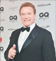 ??  ?? Schwarzene­gger poses on the red carpet as he arrives for the GQ ‘Men Of The Year’ awards ceremony in Berlin last Nov 9. — AFP file photo