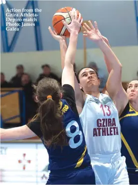  ?? Photo: James Galea ?? Action from the Gzira AthletaDep­iro match