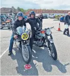  ?? ?? Raring to go, John Cartnell on his 1955 Triton and John Williams, run organiser, on his Triumph.