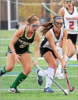  ?? GREGG SLABODA — TRENTONIAN PHOTO ?? Robbinsvil­le’s Shea Walsh, right, caged 31 goals to lead the Colonial Valley Conference.