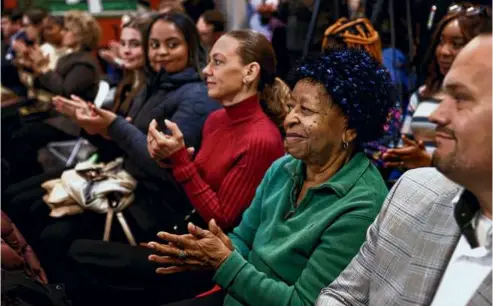  ?? PHOTOS BY JONATHAN WIGGS/GLOBE STAFF ?? Longtime Lenox Apartments resident Ruby M. Dilligard attended Thursday’s ribbon-cutting ceremony for the 85-year-old housing developmen­t. Improvemen­ts included outdoor spaces (below) as well as upgrades to units.