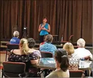  ?? NICK BLIZZARD / STAFF ?? Theresa Gasper held a town hall forum at the Omega Baptist Church in Dayton on Saturday. The Beavercree­k Democrat is challengin­g Dayton Republican Mike Turner for the 10th District Congressio­nal seat.