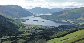  ??  ?? The proposed Allt Fhiodhan hydro developmen­t will be located just over one kilometre from Glencoe village, to the left of the photograph shown here.