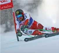  ?? AP ?? Austria’s Marcel Hirscher speeds down the course. —