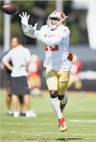  ?? D. Ross Cameron / Special to The Chronicle ?? D.J. Reed has impressed the 49ers though he doesn’t possess great size or speed. “The thing I like about (Reed) is he will finish every time,” general manager John Lynch said.