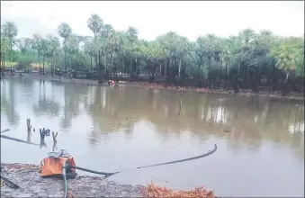  ??  ?? Uno de los tajamares de la zona de Karanda’yty volvió a tener agua tras la lluvia de ayer.