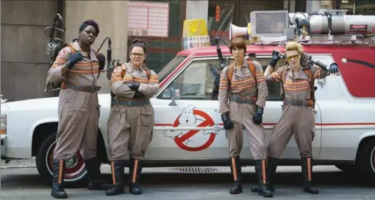  ?? HOPPER STONE, TNS ?? Patty Tolan (Leslie Jones), Abby Yates (Melissa McCarthy), Erin Gilbert (Kristen Wiig) and Jillian Holtzmann (Kate McKinnon) in "Ghostbuste­rs:" multiple nods to the 1984 classic.