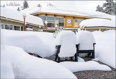  ?? (File Photo/AP/Palisades Tahoe/Blake Kessler) ?? Snow covers the ground and buildings March 1 at Palisades Tahoe ski resort.