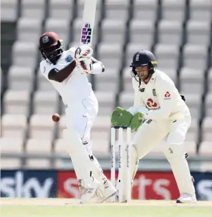  ?? ADRIAN DENNIS ?? JERMAINE Blackwood’s fighting 95 in the second innings helped the West Indies seal a four-wicket win over England in the first Test at the Rose Bowl yesterday. | REUTERS