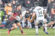  ?? AFP ?? Canterbury Crusaders’ Leicester Fainga’anuku, left, in action during a Super Rugby match last month.